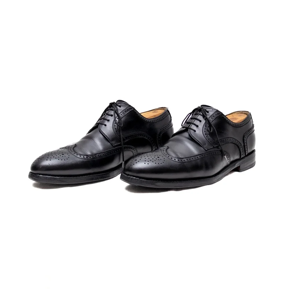 Men's Berwick 1707 Black Leather Brogue Oxford Shoes  Size 10 UK‎ / US 11